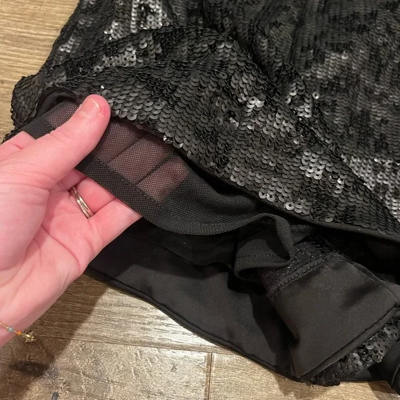 NBD Black Sequin Blazer romper with Satin Shawl Lapel – Size Small, NWT - Picture 11 of 16